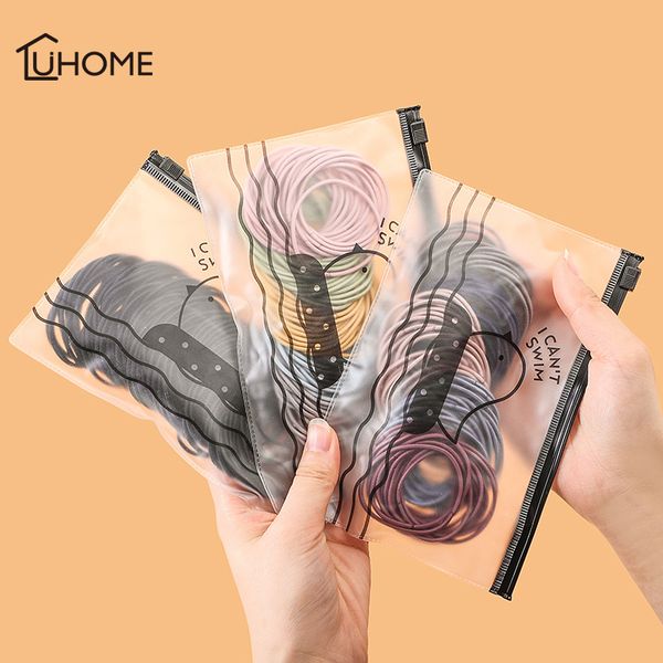 fashion women transparent cosmetic bag small clear pvc waterproof storage bag case with 100pcs colored black hair ropes
fashion women transparent cosmetic bag small clear pvc waterproof storage bag case with 100pcs colored black hair ropes