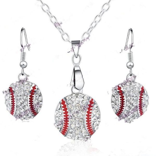 crystal baseball pendant earrings necklace jewelry sets fashion sports jewelry friend gift for team club base ball lovers t0216, Silver
crystal baseball pendant earrings necklace jewelry sets fashion sports jewelry friend gift for team club base ball lovers t0216, Silver