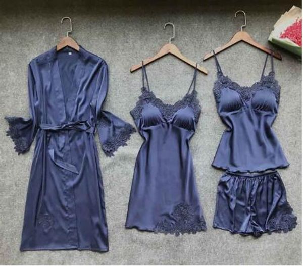 women's robe & gown sets lace bathrobe + night dress 4 four pieces sleepwear womens sleep set faux silk robe femme lingerie
women's robe & gown sets lace bathrobe + night dress 4 four pieces sleepwear womens sleep set faux silk robe femme lingerie