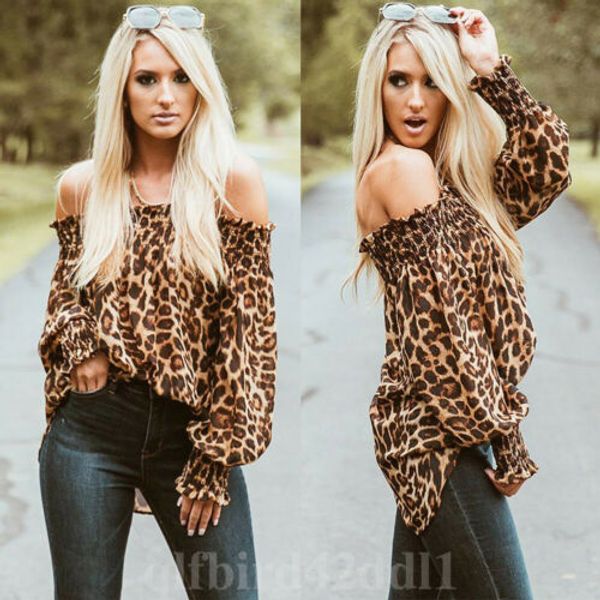 women leopard print long sleeve off shoulder blouses woman party club blouse ladies summer casual female clothes ale, White
women leopard print long sleeve off shoulder blouses woman party club blouse ladies summer casual female clothes ale, White