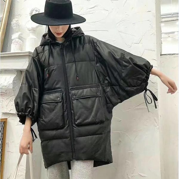 oversize batwing sleeve female real sheep leather hooded jacket korea and japan style casual genuine leather dunk down coat, Black
oversize batwing sleeve female real sheep leather hooded jacket korea and japan style casual genuine leather dunk down coat, Black