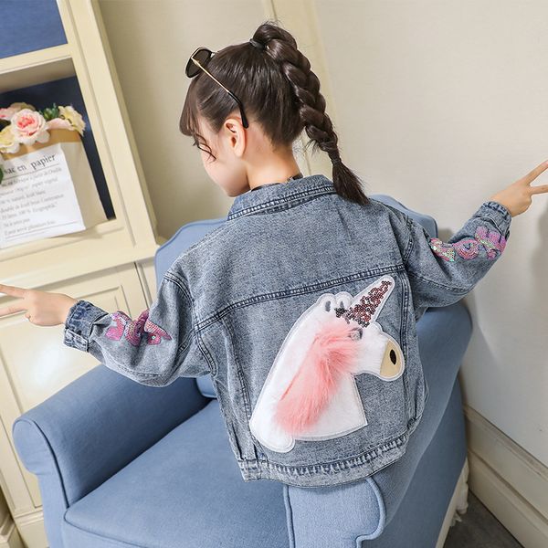 kids jean jacket 2020 spring unicorn girls jackets sequin cowboy style teens embroidery fashion girls coat children's clothing, Blue;gray
kids jean jacket 2020 spring unicorn girls jackets sequin cowboy style teens embroidery fashion girls coat children's clothing, Blue;gray