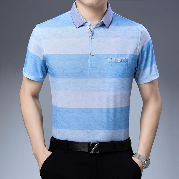 2020 men's summer new short-sleeved t-shirt youth slim business casual striped t-shirt, White;black
2020 men's summer new short-sleeved t-shirt youth slim business casual striped t-shirt, White;black