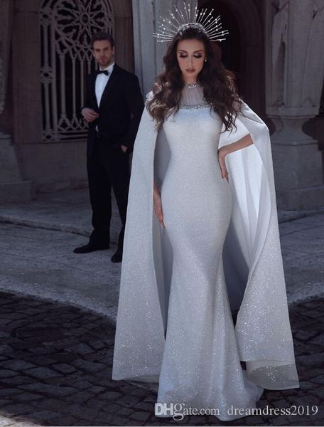 dubai arabic charming gold sliver mermaid wedding dresses with watteau train sequined sheer neck beaded wedding dress bridal gown, White
dubai arabic charming gold sliver mermaid wedding dresses with watteau train sequined sheer neck beaded wedding dress bridal gown, White