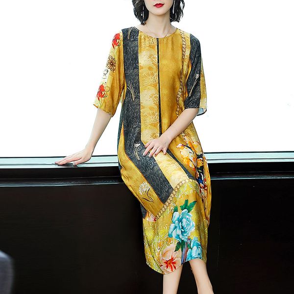 spring summer lady elegant multicolor retro print dresses three quarter sleeve silk women weekend casual dress, Black;gray
spring summer lady elegant multicolor retro print dresses three quarter sleeve silk women weekend casual dress, Black;gray