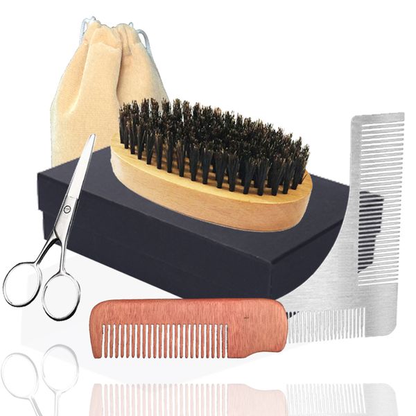 2020 new 6in1 boar bristle beard brush, mini wood comb, scissor & shaping temple men facial makeup beard care styling grooming company, Silver
2020 new 6in1 boar bristle beard brush, mini wood comb, scissor & shaping temple men facial makeup beard care styling grooming company, Silver