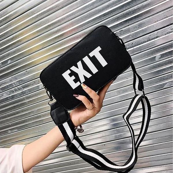 women leather flap shoulder bags "exit" print adjustable straps handbags portable female stylish crossbody bags travel 2019
women leather flap shoulder bags "exit" print adjustable straps handbags portable female stylish crossbody bags travel 2019