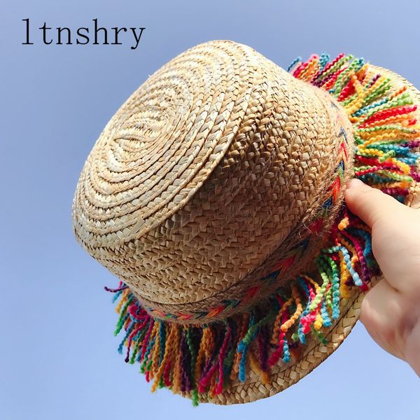 2018 summer parent-child sun hat visor tassel beach straw hat rainbow children outdoor sun caps women boho ethnic handmade cap, Blue;gray
2018 summer parent-child sun hat visor tassel beach straw hat rainbow children outdoor sun caps women boho ethnic handmade cap, Blue;gray