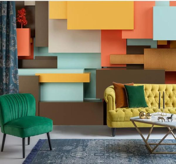 modern three-dimensional rectangular stitching 3d tv background wall