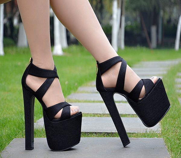 2018 new 18 cm super high heel thick bottom women's sandals simple fashion women shoes european american style high heel sandals, Black
2018 new 18 cm super high heel thick bottom women's sandals simple fashion women shoes european american style high heel sandals, Black