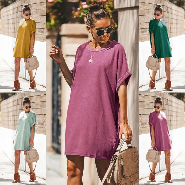 womens casual tshirt short sleeve skirt summer loose solid color short dress female designer fashion clothing apparel, Black;gray
womens casual tshirt short sleeve skirt summer loose solid color short dress female designer fashion clothing apparel, Black;gray