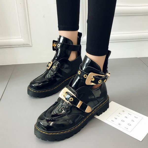 women shoes leather ankle motorcycle boots riding gladiator bootie flats cutout square heel buckle runway boots for woman size42, Black
women shoes leather ankle motorcycle boots riding gladiator bootie flats cutout square heel buckle runway boots for woman size42, Black