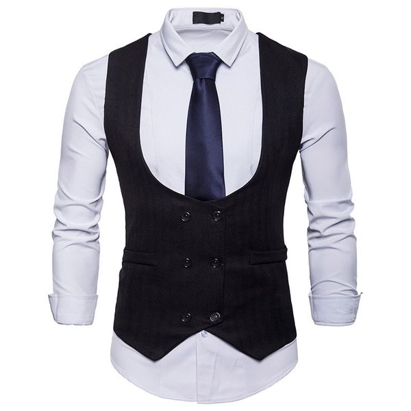 mens black double breasted suit vest 2019 brand new slim fit waistcoat vest men business casual wedding gilet costume homme xxl, Black;white
mens black double breasted suit vest 2019 brand new slim fit waistcoat vest men business casual wedding gilet costume homme xxl, Black;white