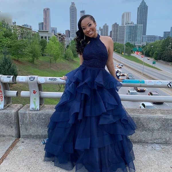 navy blue prom dresses halter backless cascading ruffles floor length evening party gowns for sweet 16 special occasion dress, Black
navy blue prom dresses halter backless cascading ruffles floor length evening party gowns for sweet 16 special occasion dress, Black