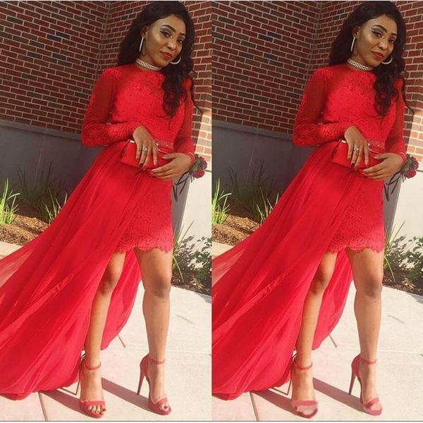 african sheah short prom dresses with detachable skirt long sleeves lace evening dress chiffon vestido festa formal party gowns, Black
african sheah short prom dresses with detachable skirt long sleeves lace evening dress chiffon vestido festa formal party gowns, Black