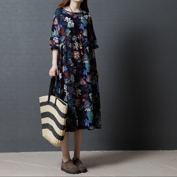 spring clothing new style 2018 korean-style loose and plus-sized women's dress-style cotton linen mid-length big flower dress wo, Red
spring clothing new style 2018 korean-style loose and plus-sized women's dress-style cotton linen mid-length big flower dress wo, Red