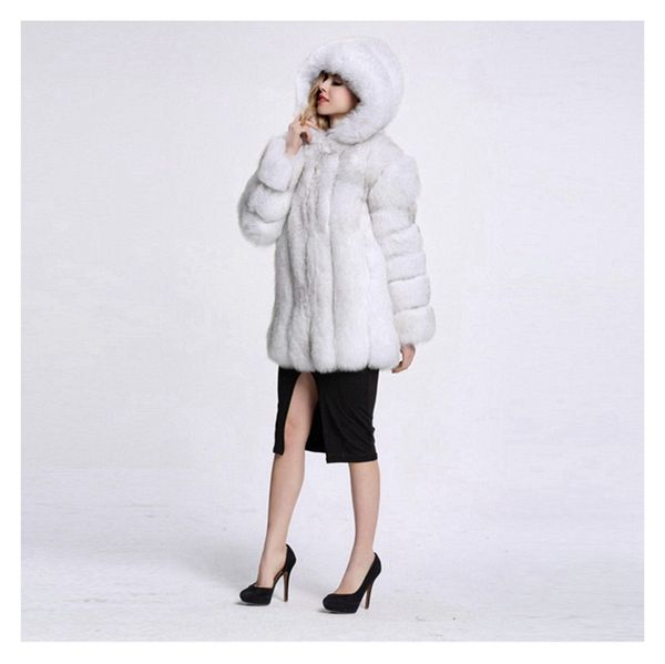 2018 winter women's long faux fur coat artificial trim fur outwear, Black