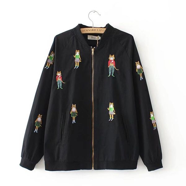 cartoon cat embroidery jacket 2017 autumn women jacket coat female outerwear basic jackets, Black;brown
cartoon cat embroidery jacket 2017 autumn women jacket coat female outerwear basic jackets, Black;brown