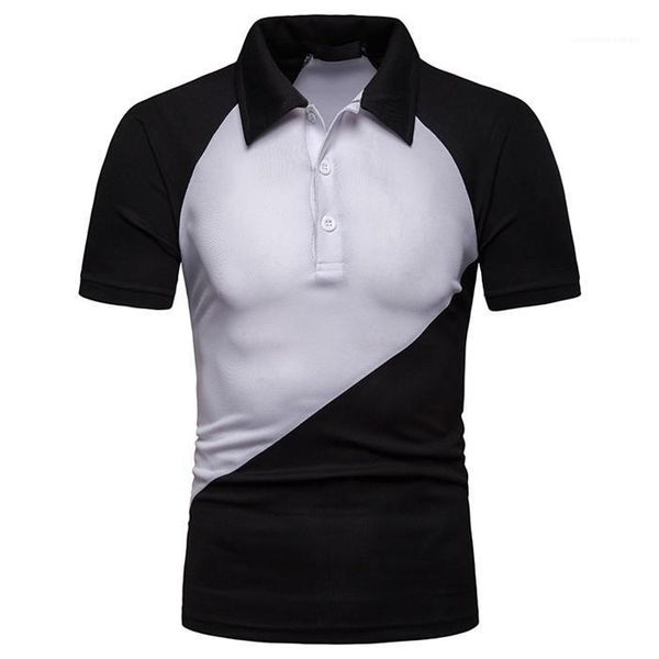 lapel neck short sleeve mens tees casual teenagers mens patchwork contrast color mens polos summer, White;black 
lapel neck short sleeve mens tees casual teenagers mens patchwork contrast color mens polos summer, White;black
