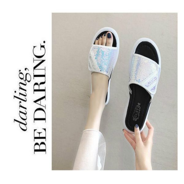 sandals and slippers female summer wear 2019 new wild orange sequins slippers female students casual beach shoes, Black
sandals and slippers female summer wear 2019 new wild orange sequins slippers female students casual beach shoes, Black