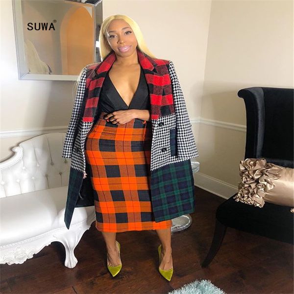 plaid patchwork double-breasted long trench fashion vintage streetwear women turn-down collar long sleeve pocket overcoat, Tan;black
plaid patchwork double-breasted long trench fashion vintage streetwear women turn-down collar long sleeve pocket overcoat, Tan;black