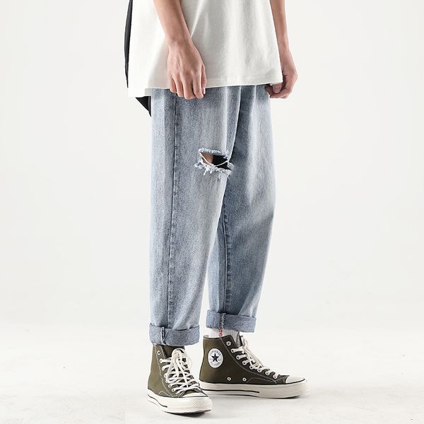 summer new youth casual loose straight tube hole jeans men multi-color nine cent pants streetwear, Blue
summer new youth casual loose straight tube hole jeans men multi-color nine cent pants streetwear, Blue