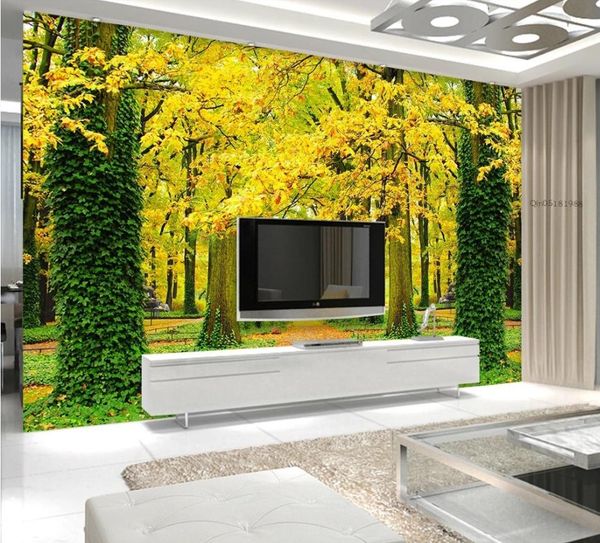 3d space gold avenue tv background wall wallpaper for walls 3 d for living room