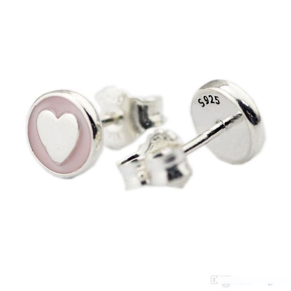 925 sterling silver sweet statements stud earrings, pale pink enamel original charms european style jewelry for women making, Golden;silver
925 sterling silver sweet statements stud earrings, pale pink enamel original charms european style jewelry for women making, Golden;silver