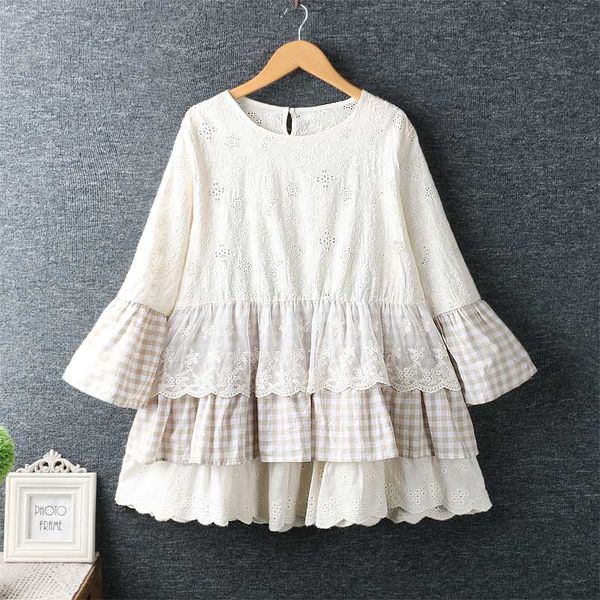 2020 new spring wear japanese small fresh lace stitching lattice pullover doll shirt long-sleeved loose women, White
2020 new spring wear japanese small fresh lace stitching lattice pullover doll shirt long-sleeved loose women, White
