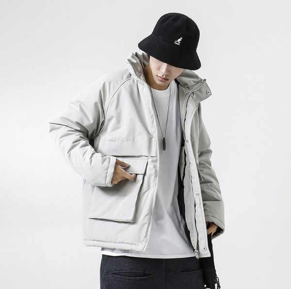 winter warm cotton suit cotton men's thick short collar collar loose bread japanese men's trend shirt jacket, Black 
winter warm cotton suit cotton men's thick short collar collar loose bread japanese men's trend shirt jacket, Black