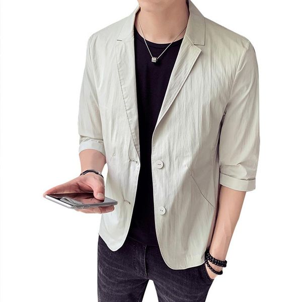 missky men blazer solid color fashion breathable three-quarter sleeve thin suit slim suit jacket spring autumn male coat, White;black
missky men blazer solid color fashion breathable three-quarter sleeve thin suit slim suit jacket spring autumn male coat, White;black