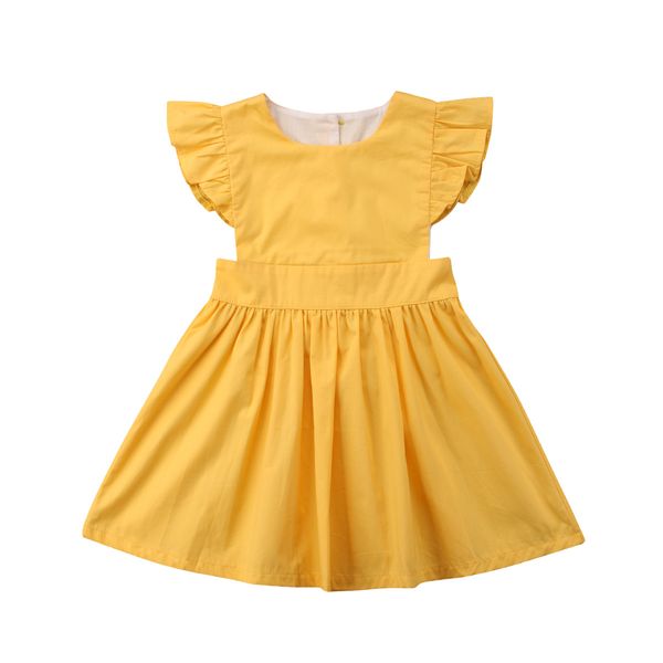 new style baby girls tutu solid dress fly sleeve button casual princess party dress clothes 2019 new summer sundress, Red;yellow
new style baby girls tutu solid dress fly sleeve button casual princess party dress clothes 2019 new summer sundress, Red;yellow