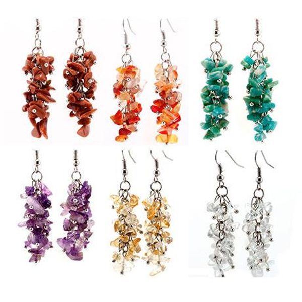 6-colour creative fashion life tree earrings wholesale sale of natural stone crystal earrings, Silver
6-colour creative fashion life tree earrings wholesale sale of natural stone crystal earrings, Silver