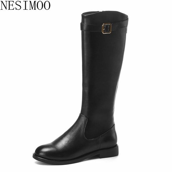 nesimoo 2019 women shoes ankle boots genuine leather square low heel zipper round toe concise casual western style size 34-43, Black
nesimoo 2019 women shoes ankle boots genuine leather square low heel zipper round toe concise casual western style size 34-43, Black