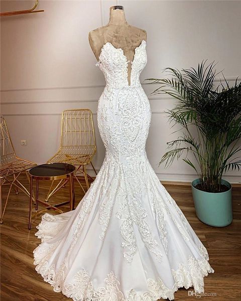 2020 vintage lace mermaid wedding dresses arabic open back long formal bridal gown sweep train vestidos de novia robe de mariee, White
2020 vintage lace mermaid wedding dresses arabic open back long formal bridal gown sweep train vestidos de novia robe de mariee, White