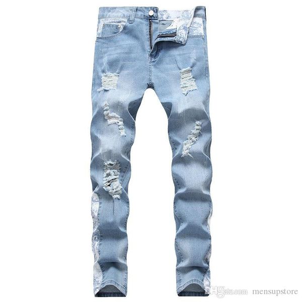 19ss autumn slim fit jean men women skateboard ripped designer biker jeans pantalones, Blue
19ss autumn slim fit jean men women skateboard ripped designer biker jeans pantalones, Blue