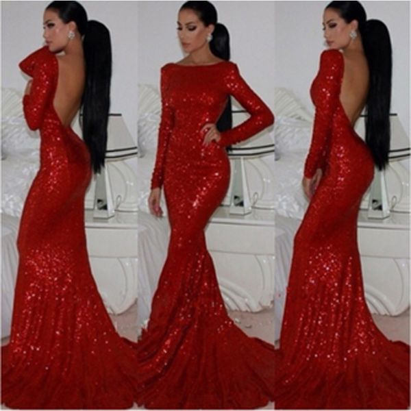 long sleeve sequined evening dresses backless mermaid womens formal dress 2019 2019, Black;red
long sleeve sequined evening dresses backless mermaid womens formal dress 2019 2019, Black;red