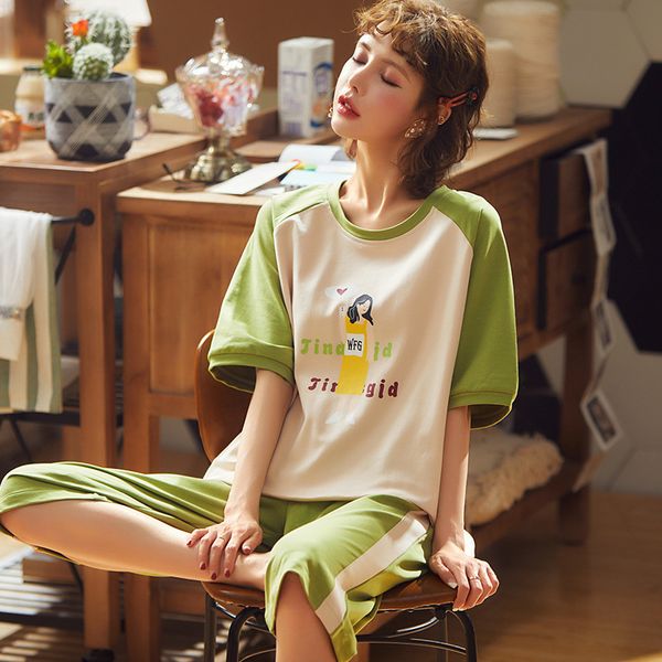 summer cotton cartoon pajamas set sleep calf-length pants pajamas for women lingerie set sleepwear nightwear pijama mujer, Black;red
summer cotton cartoon pajamas set sleep calf-length pants pajamas for women lingerie set sleepwear nightwear pijama mujer, Black;red