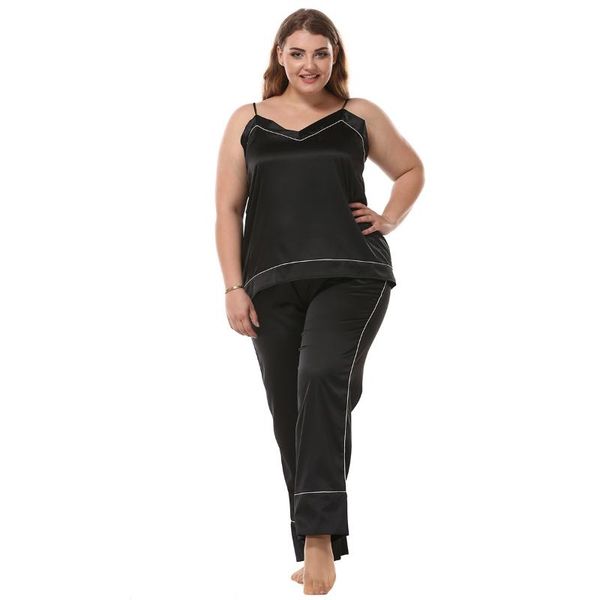 oversize women pajamas suit fashion strap+pant 2pcs home clothing solid v-neck sleepwear casual satin nightwear pyjamas set, Blue;gray
oversize women pajamas suit fashion strap+pant 2pcs home clothing solid v-neck sleepwear casual satin nightwear pyjamas set, Blue;gray
