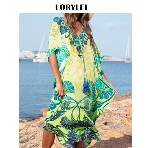 2019 new bohemian printed v-neck half sleeve summer beach dress green cotton tunic women beachwear midi dress robe de plage n845, Blue;gray
2019 new bohemian printed v-neck half sleeve summer beach dress green cotton tunic women beachwear midi dress robe de plage n845, Blue;gray