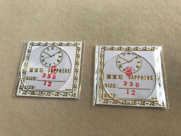 2x flat 1.2mm 33~37.5mm flat watch sapphire crystal glass