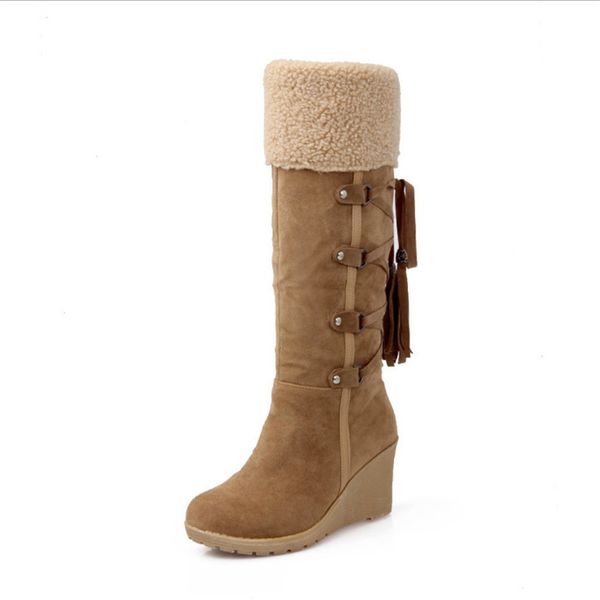 2019 autumn large size 43 snow boots wedges keep warm winter boots for women tassel high heel round toe knee high women shoes, Black
2019 autumn large size 43 snow boots wedges keep warm winter boots for women tassel high heel round toe knee high women shoes, Black