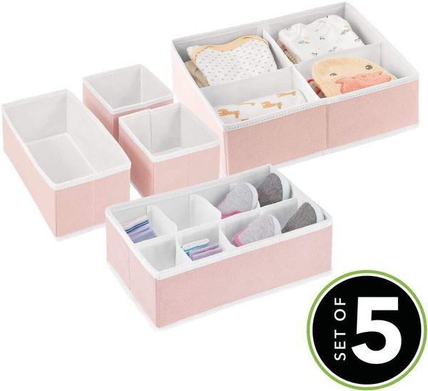 soft fabric dresser drawer and closet storage organizer set for child/baby room or nursery - set of 5 organizers - pink
soft fabric dresser drawer and closet storage organizer set for child/baby room or nursery - set of 5 organizers - pink