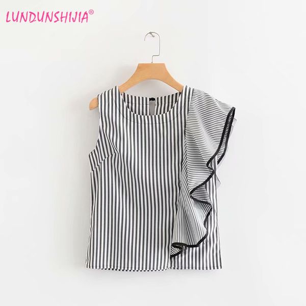 lundunshijia 2019 summer women falbala blouse sleeveless stripe ladies fashion o-neck sleeveless shirts blusas, White
lundunshijia 2019 summer women falbala blouse sleeveless stripe ladies fashion o-neck sleeveless shirts blusas, White