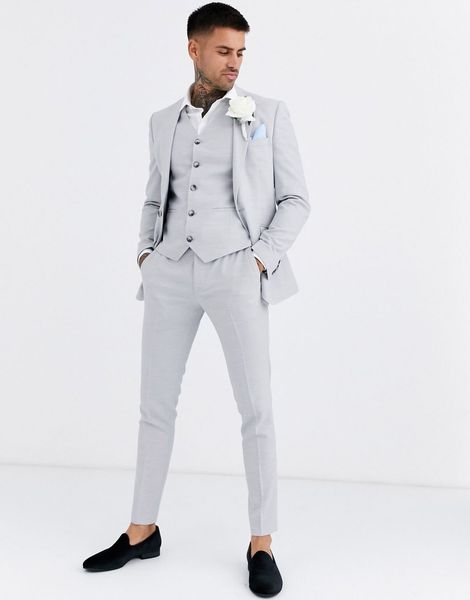 custom made 2020 light gray three piece groom tuxedos notch lapel two button men blazer men business formal party suit (jacket+pants+vest, Black;gray
custom made 2020 light gray three piece groom tuxedos notch lapel two button men blazer men business formal party suit (jacket+pants+vest, Black;gray