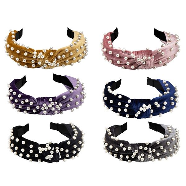 pearl headband for women - 6 pack knot headband with pearls wide headbands turban velvet pearl headbands for women and girls, Golden;white 
pearl headband for women - 6 pack knot headband with pearls wide headbands turban velvet pearl headbands for women and girls, Golden;white