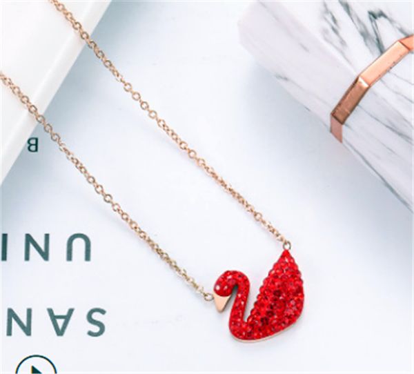 korean fashion titanium swan necklace shi classic 18-k rose gold clavicle chain web celebrity accessories for women, Black 
korean fashion titanium swan necklace shi classic 18-k rose gold clavicle chain web celebrity accessories for women, Black