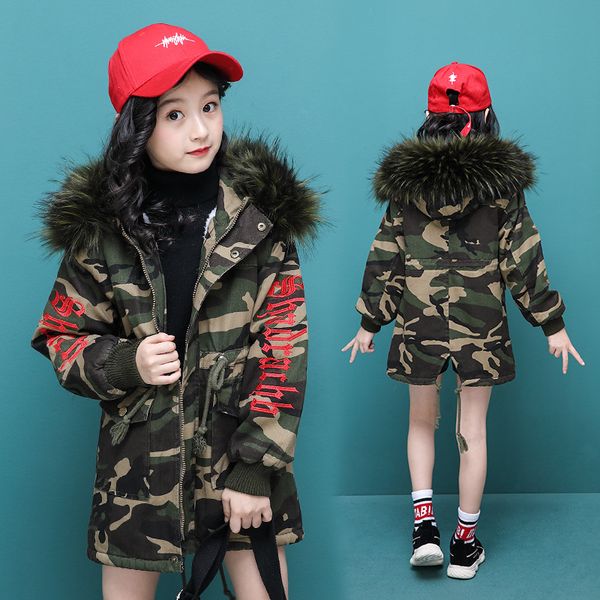 camou fur hooded teen girls winter fleece thickening jacket fashion warm kids coat long winter children's clothing, Blue;gray
camou fur hooded teen girls winter fleece thickening jacket fashion warm kids coat long winter children's clothing, Blue;gray