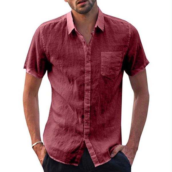 men shirt office summer solid basic tee fashion work short sleeves blouse button down, White;black