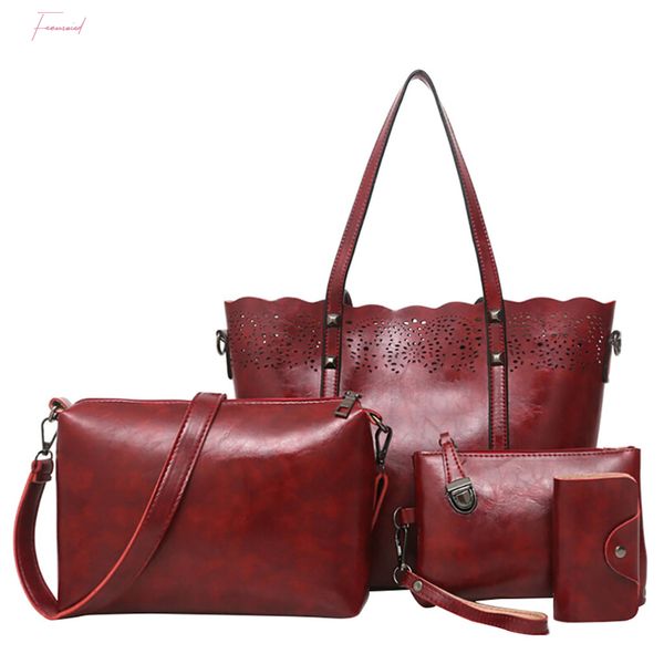 4pcs women solid color handbags simple female leather large tote bag messenger shoulder bag clutch bag card wallet
4pcs women solid color handbags simple female leather large tote bag messenger shoulder bag clutch bag card wallet